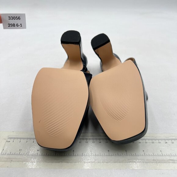 FYS Black Platform Square Toe Pumps Block High Heel Mary Janes Slingback Shoes - Picture 7 of 8